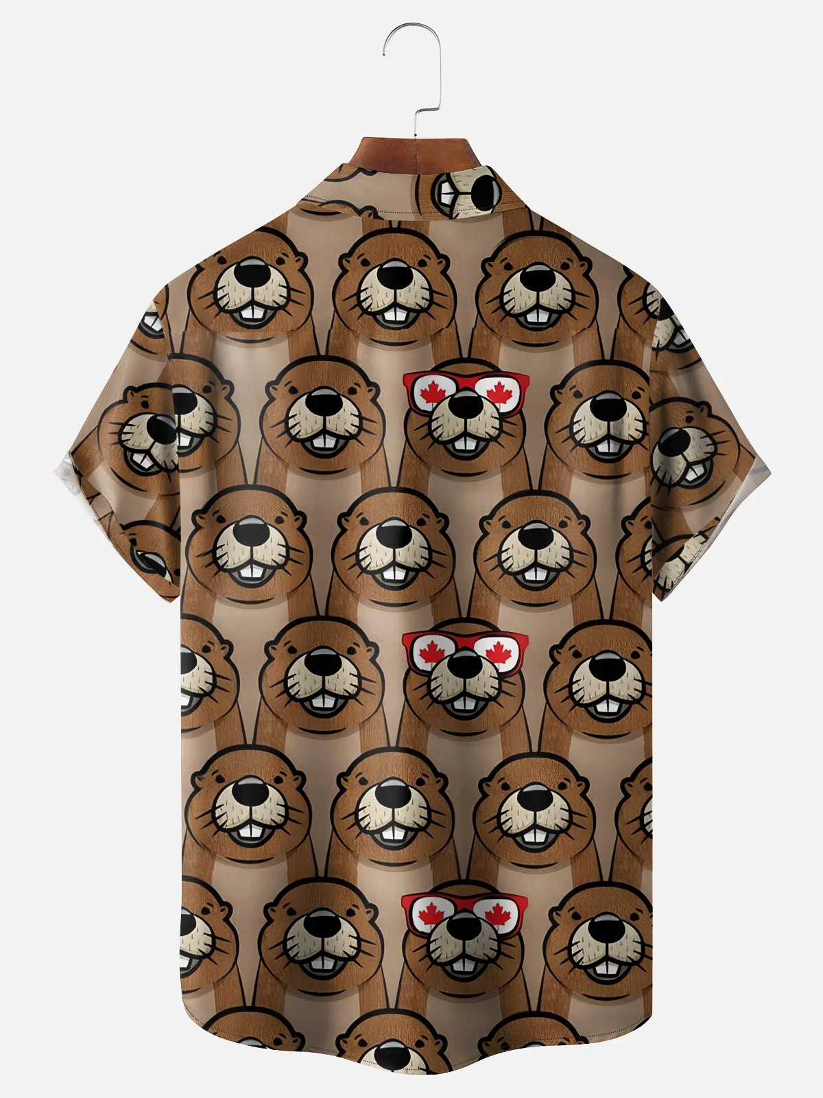 Hardaddy Moisture-wicking Canada Day Animal Maple Leaf Chest Pocket Hawaiian Shirt