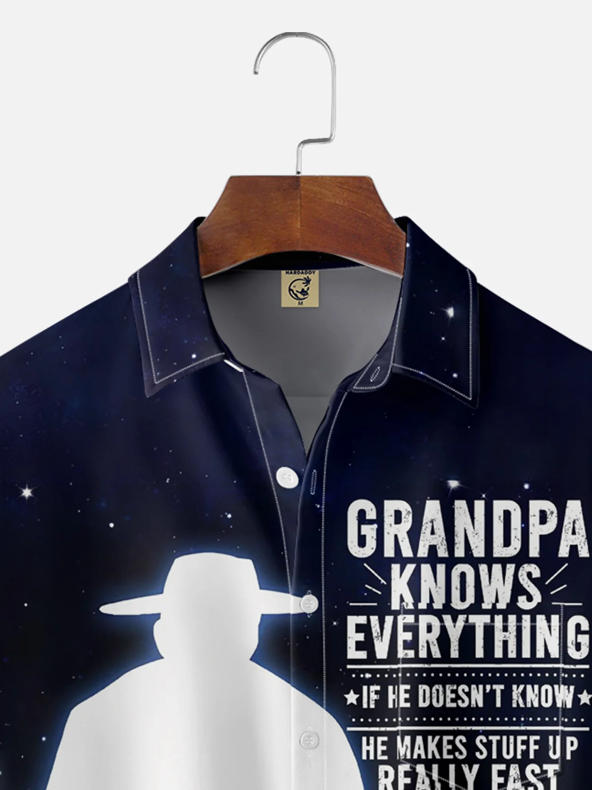 Hardaddy Father's Day Grandpa Knows Everything Breathable Chest Pocket Casual Shirt