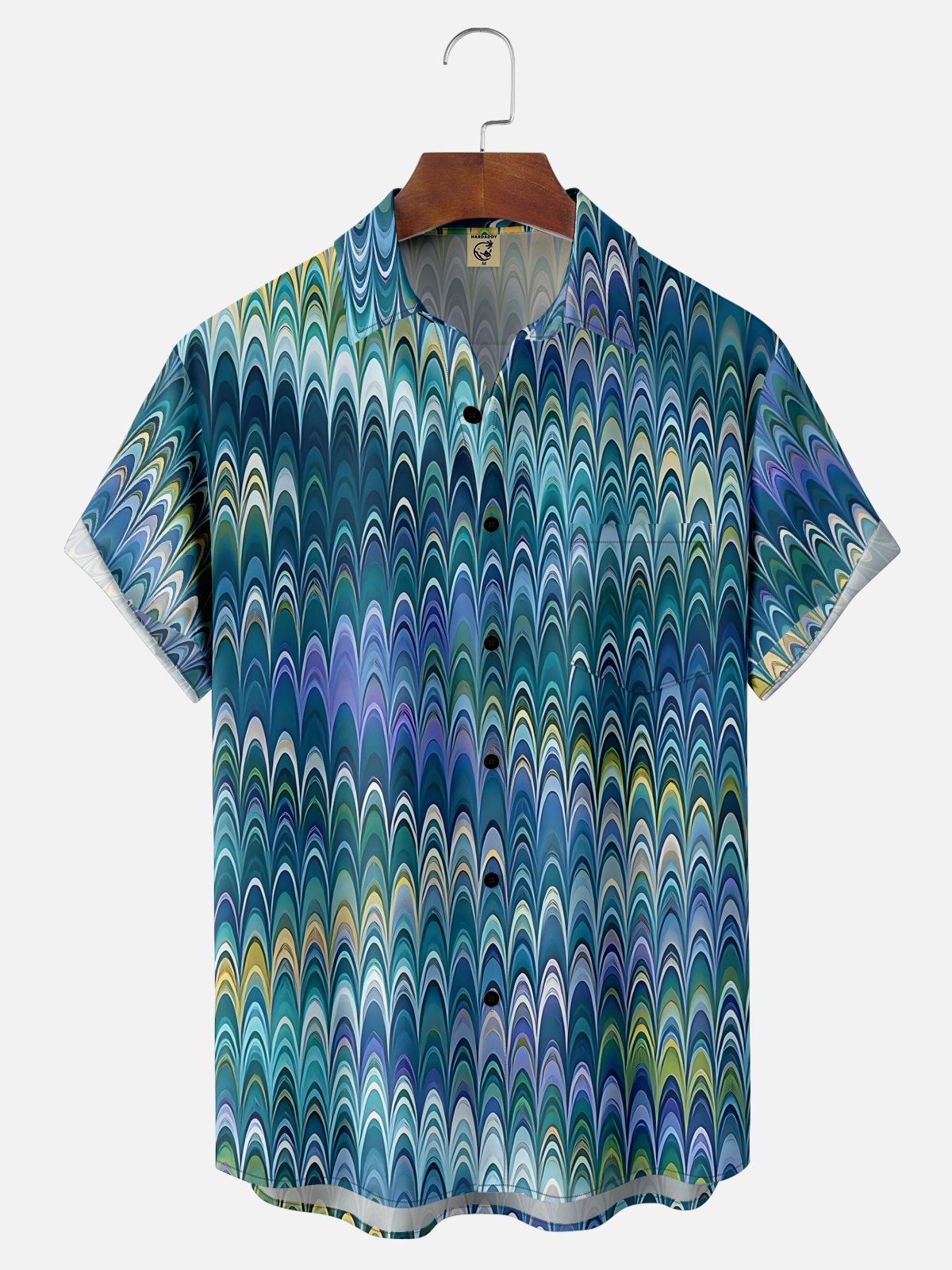 Hardaddy Moisture-wicking Abstract Art Chest Pocket Hawaiian Shirt