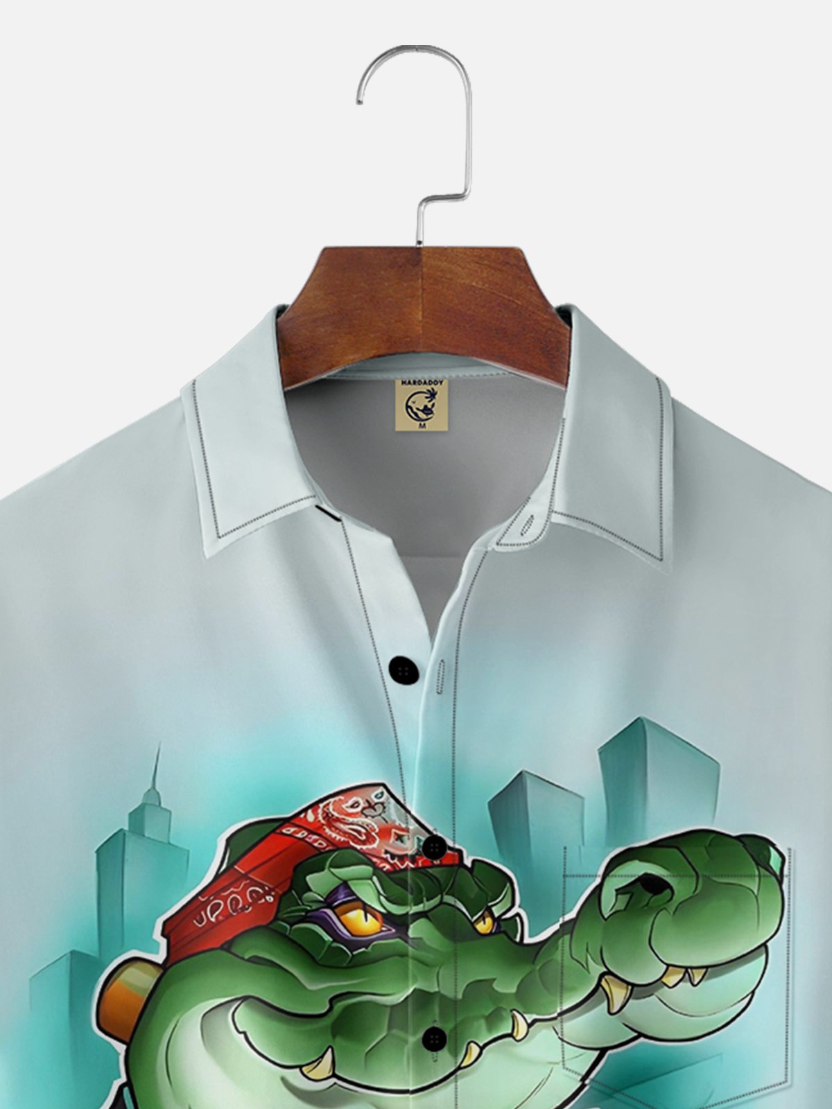 Hardaddy Father's Day Super Crocodile Papa Breathable Chest Pocket Hawaiian Shirt