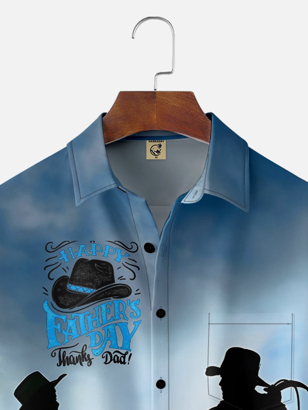Hardaddy Father's Day Western Cowpapa Breathable Chest Pocket Casual Shirt