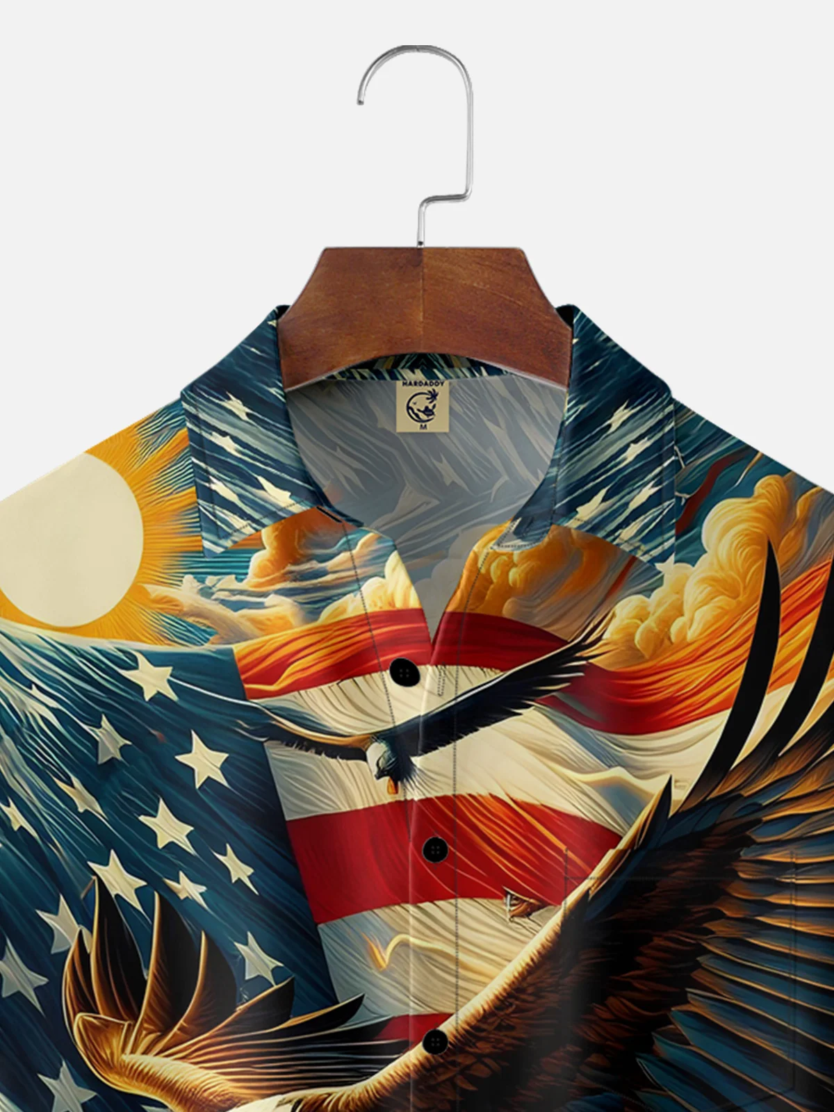 Hardaddy Moisture-wicking American Flag American Eagle Chest Pocket Hawaiian Shirt