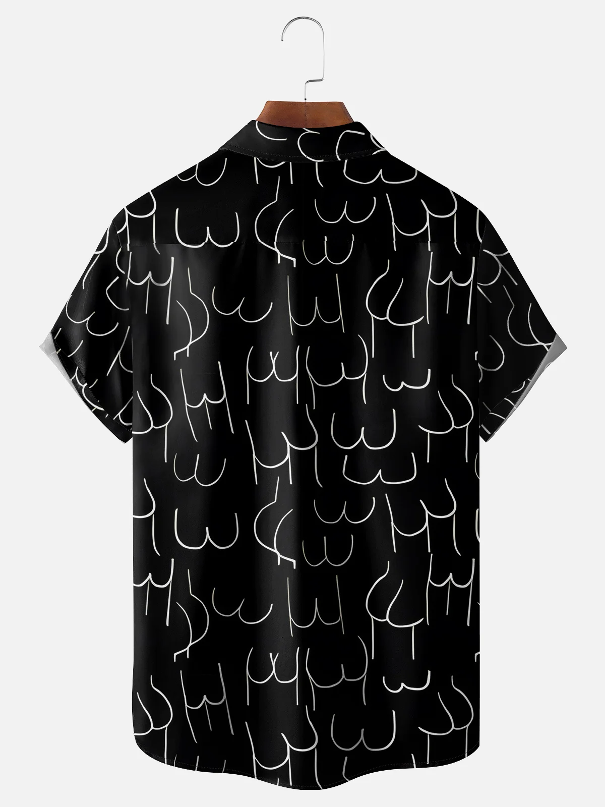 Hardaddy Moisture-wicking Art Abstract Line Drawing Chest Pocket Hawaiian Shirt