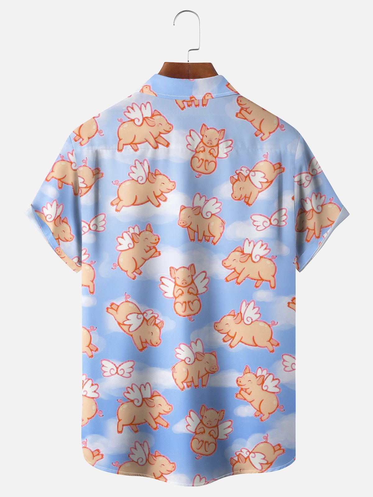 Hardaddy Moisture-wicking Fun Wings Pig Chest Pocket Hawaiian Shirt