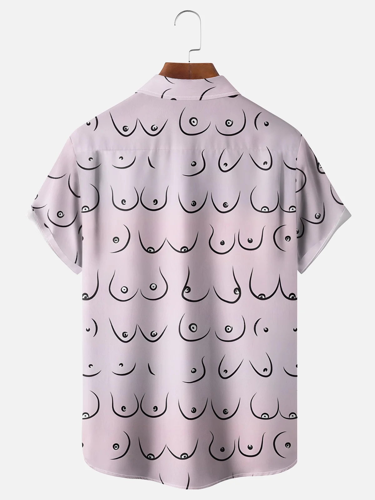 Hardaddy Moisture-wicking Abstract Line Drawing Chest Pocket Hawaiian Pink Boob Shirt For Men