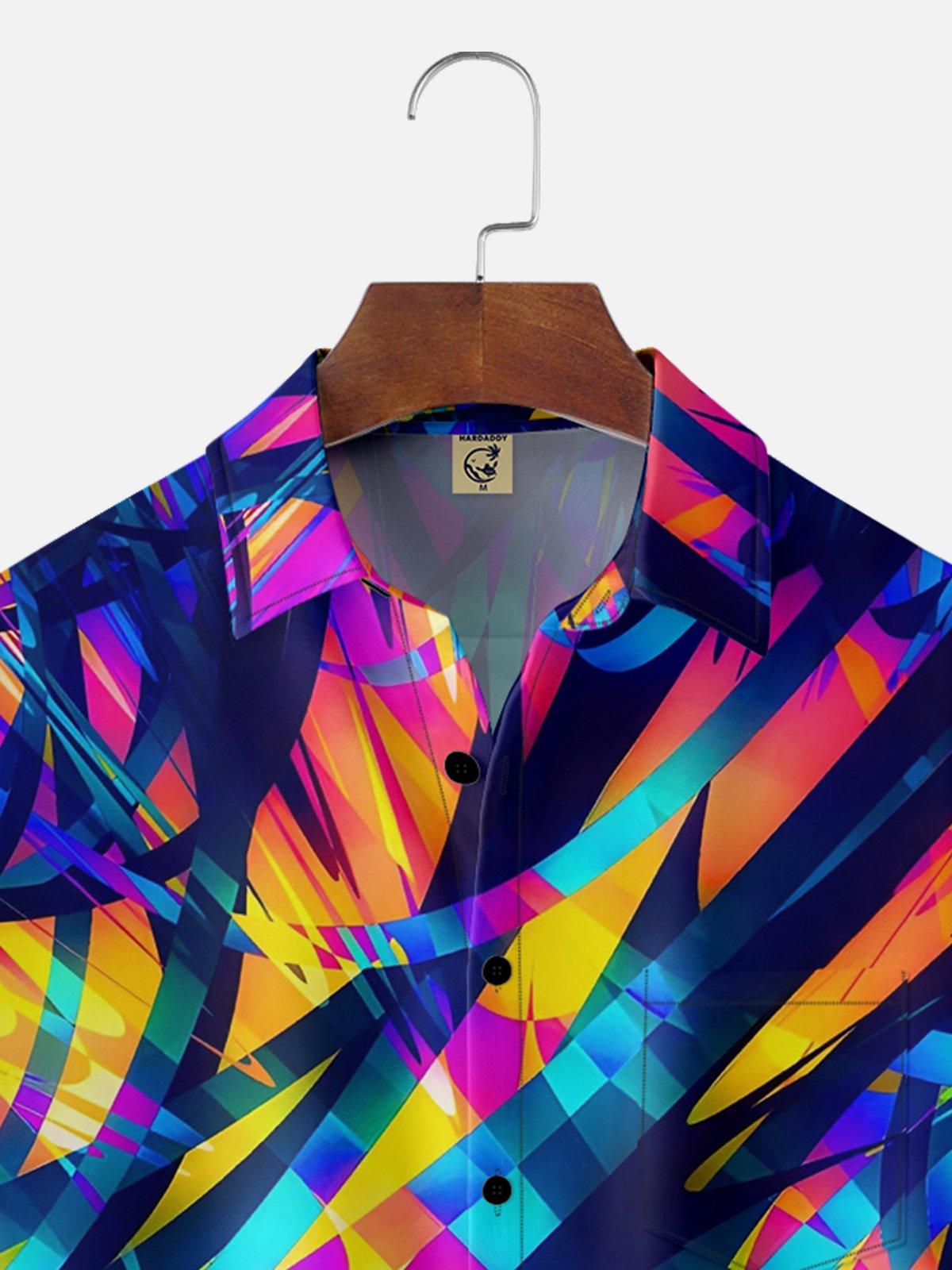 Hardaddy Moisture-wicking Abstract Gradient Geometric Chest Pocket Hawaiian Shirt