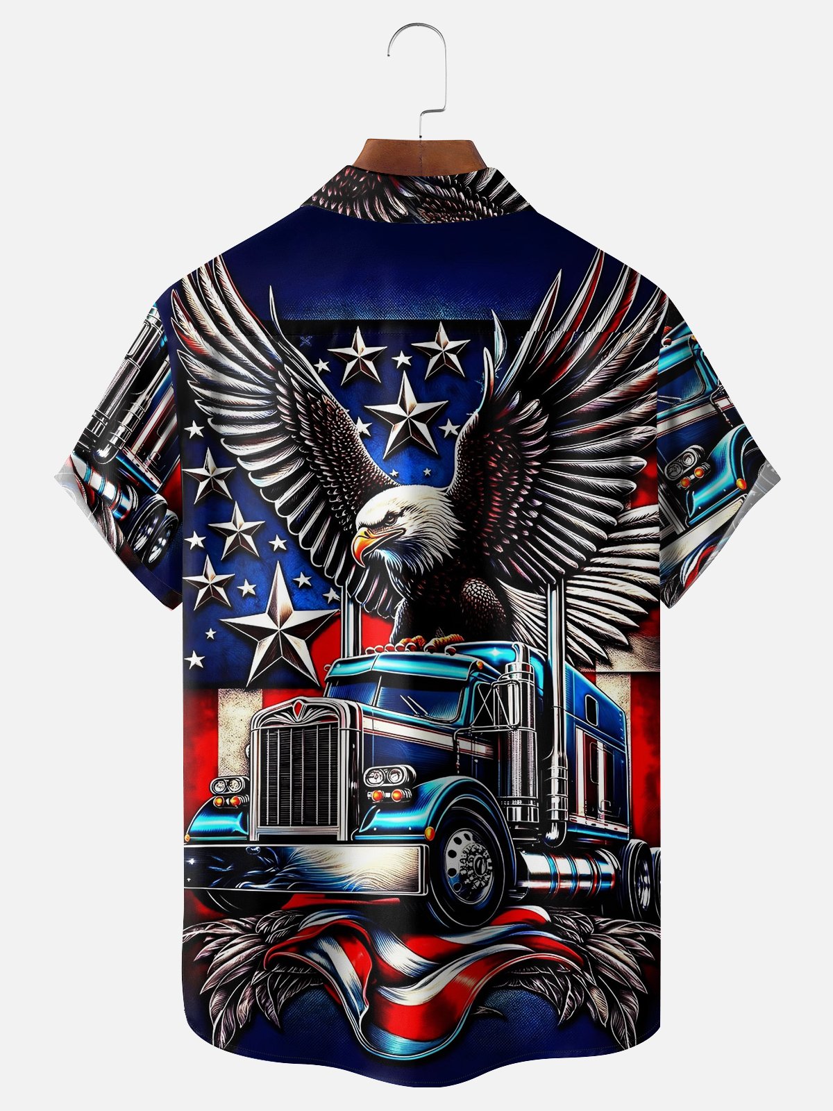 Hardaddy Moisture Wicking Independence Day Flag Eagle Casual Shirt