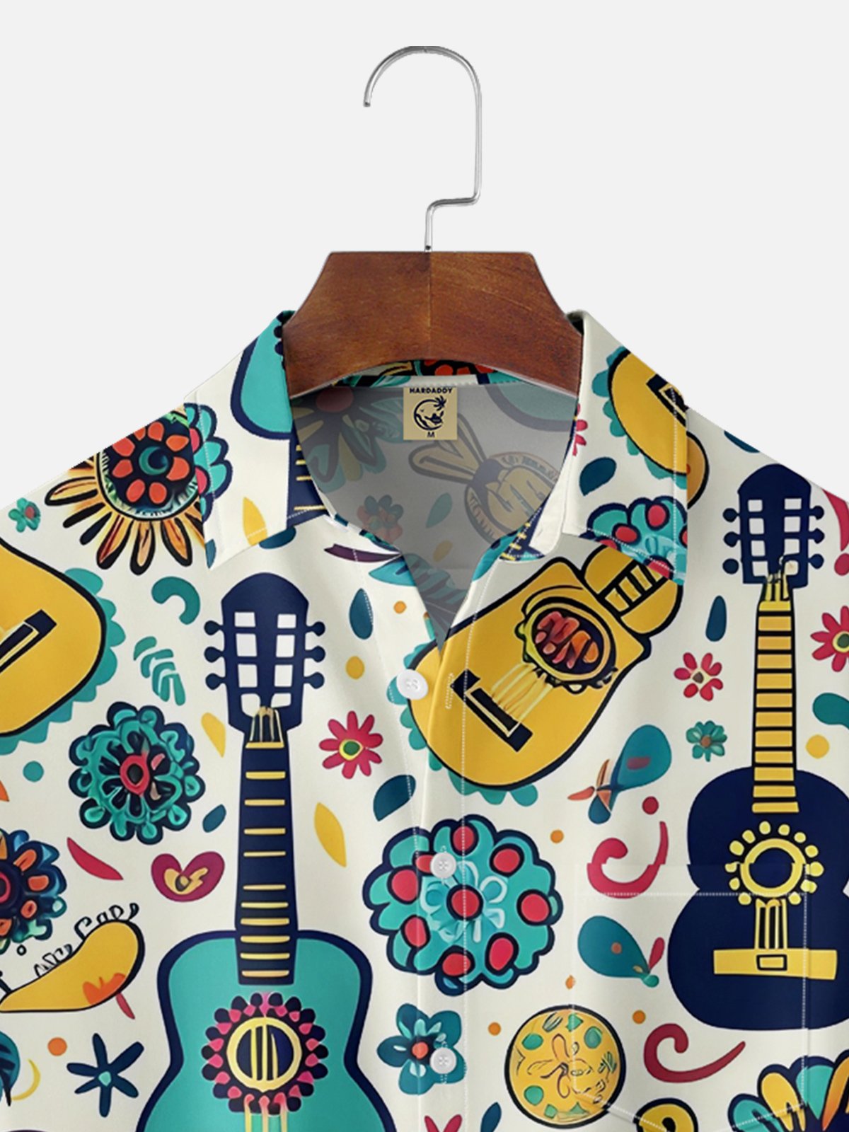 Hardaddy Mexican Culture Music Guitar Chest Pocket Hawaiian Shirt