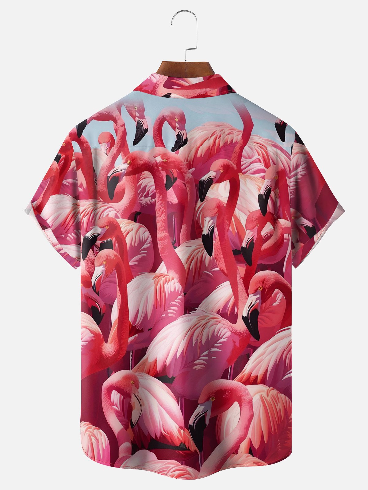 Hardaddy Pink Flamingo Chest Pocket Breathable Hawaiian Shirt