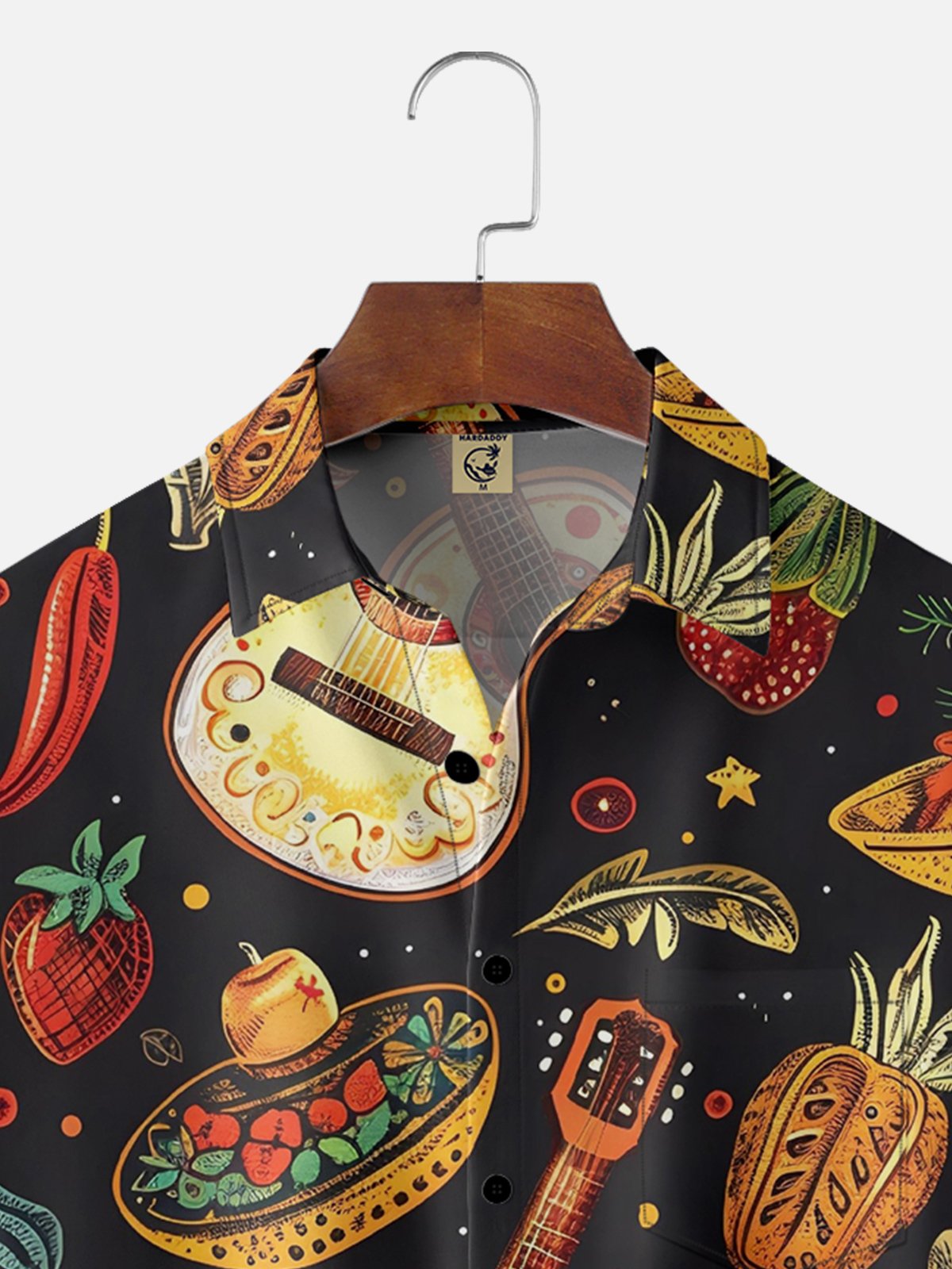 Hardaddy Mexican Culture Food Guitar Chest Pocket Hawaiian Shirt