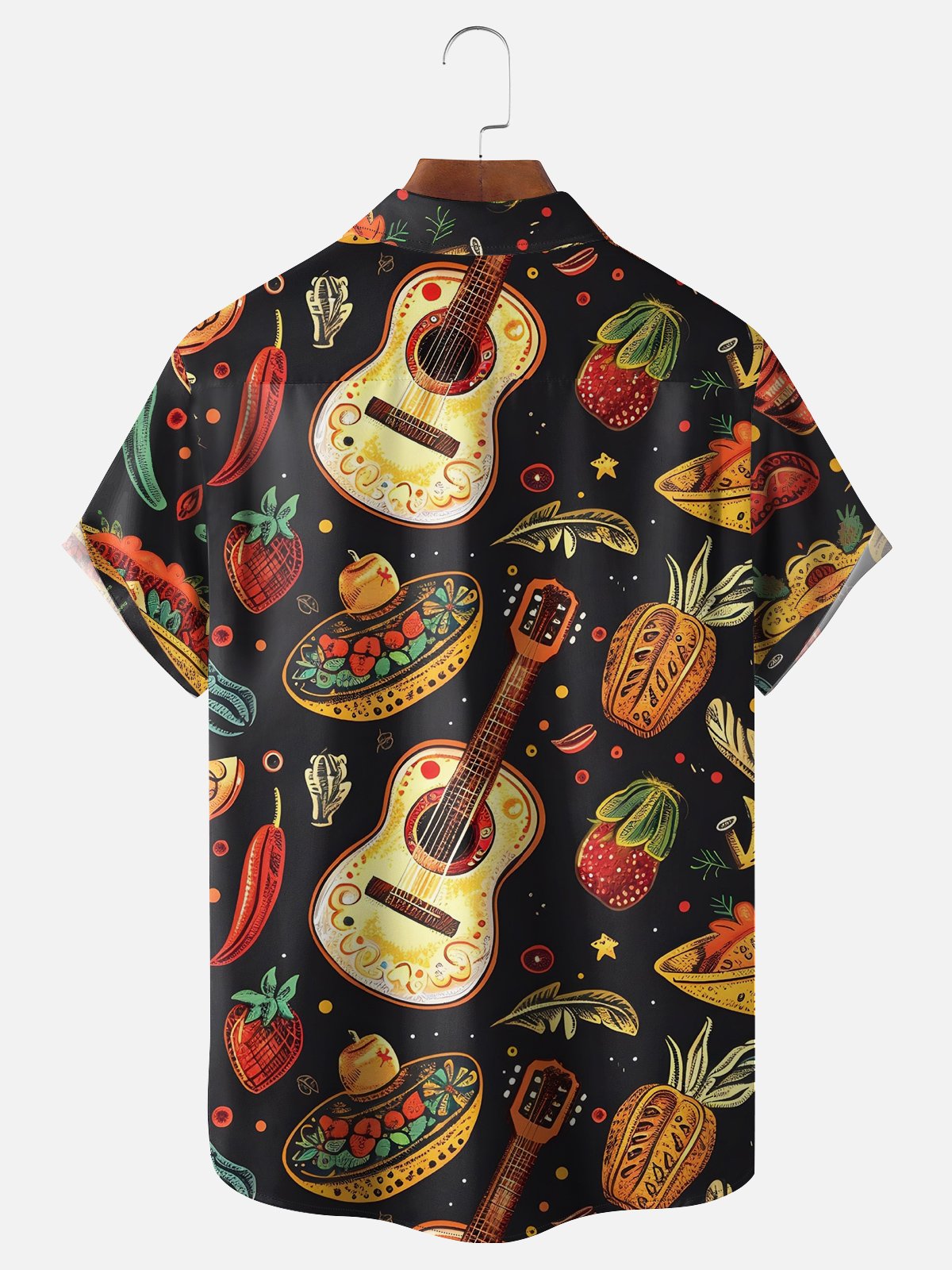 Hardaddy Mexican Culture Food Guitar Chest Pocket Hawaiian Shirt