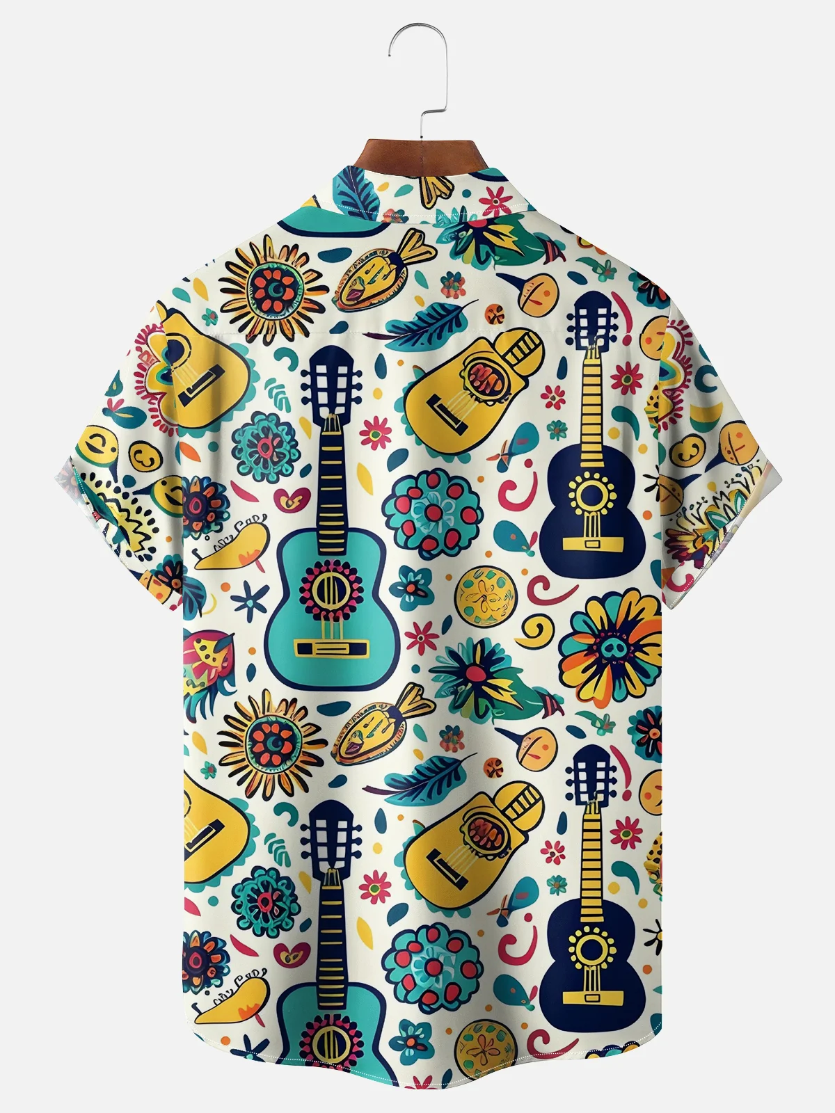 Hardaddy Mexican Culture Music Guitar Chest Pocket Hawaiian Shirt