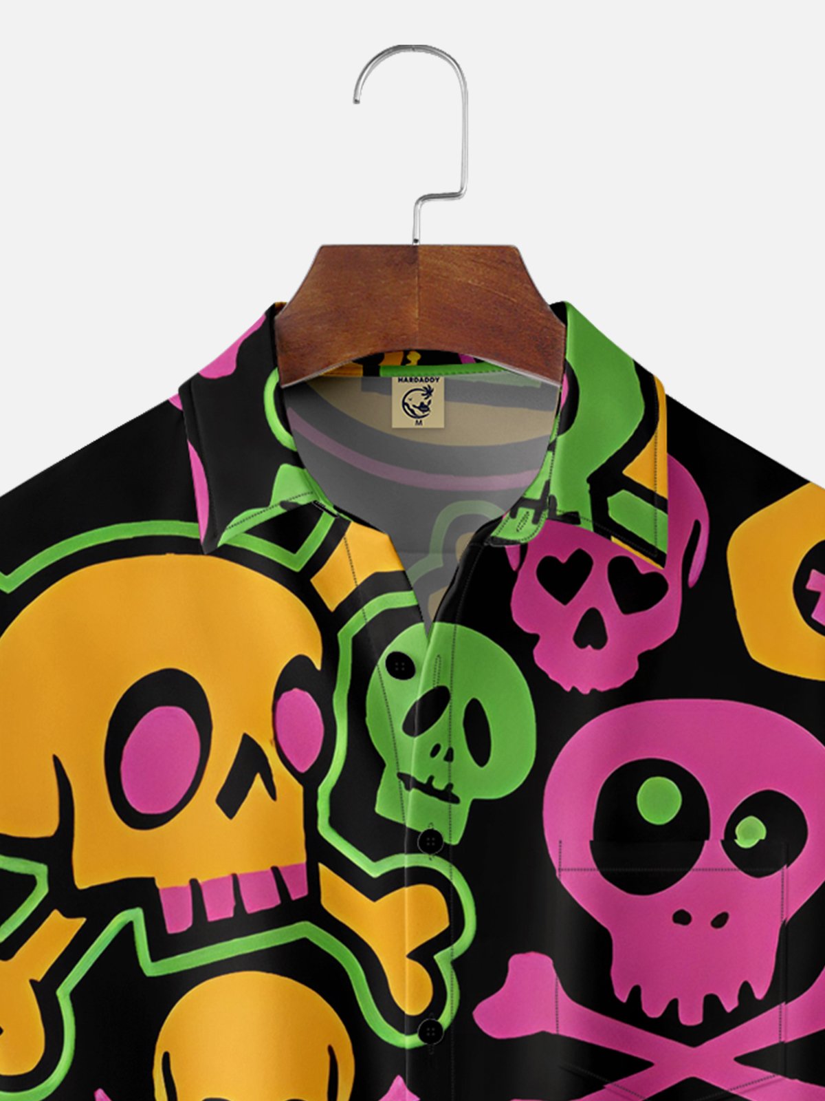 Hardaddy Moisture-wicking Skull Chest Pocket Hawaiian Shirt