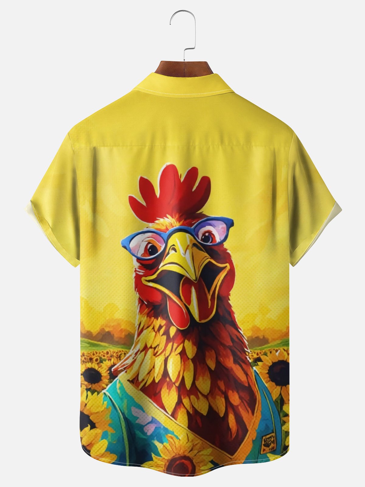 Moisture-Wicking Fun Sunflower Chicken Print Shirt