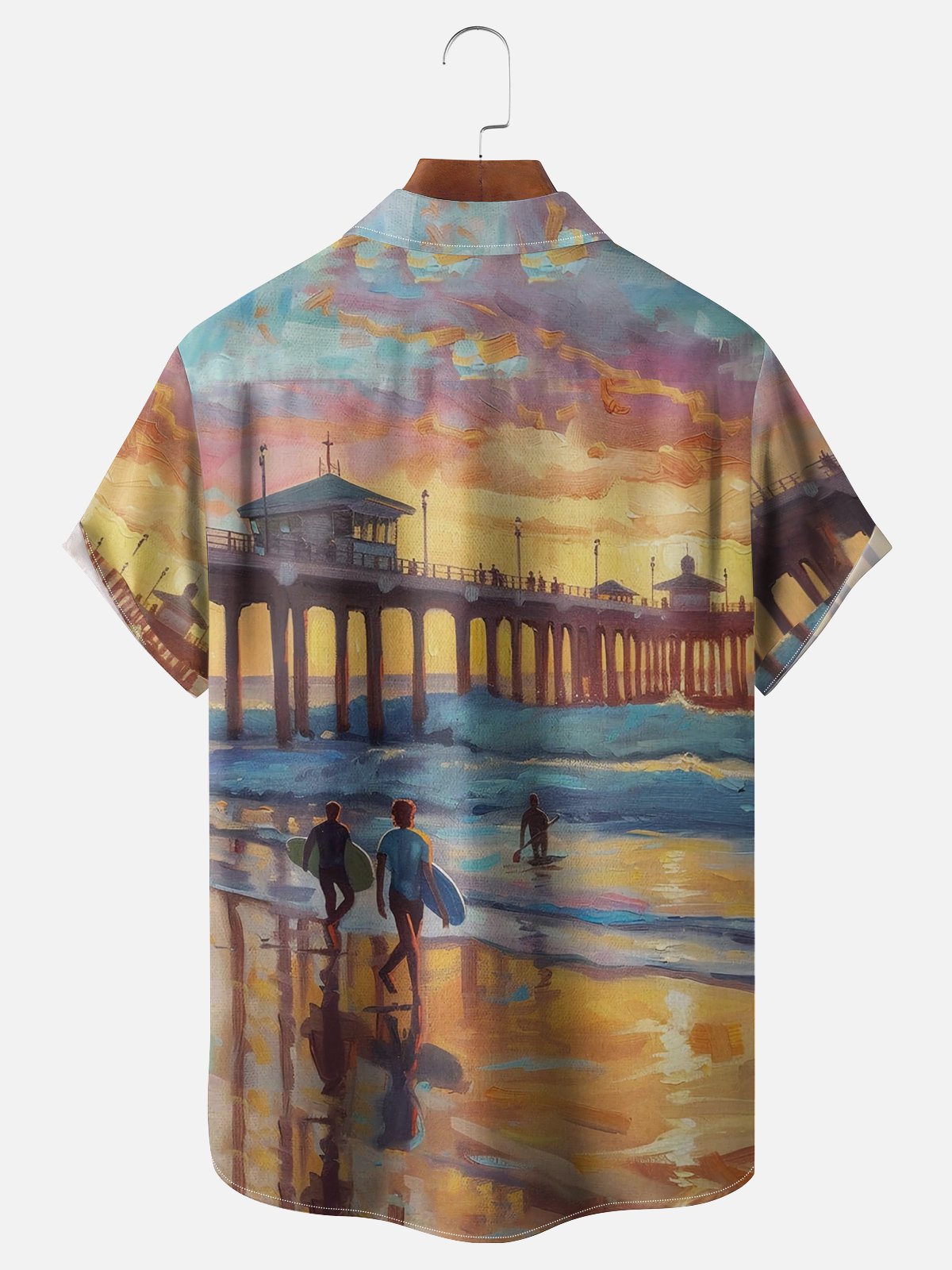 Moisture-Wicking Hawaiian Seaside Resort Print Shirt