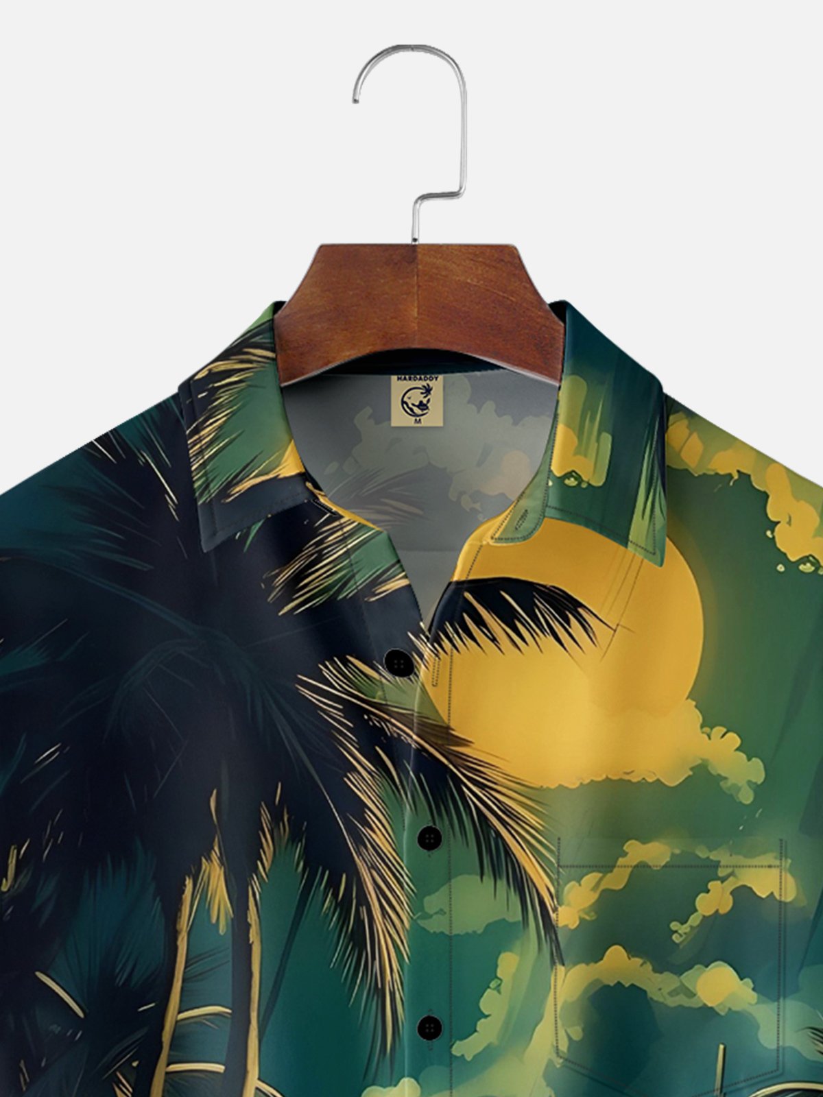 Palm Tree Breathable Wicking Chest Pocket Hawaiian Shirt