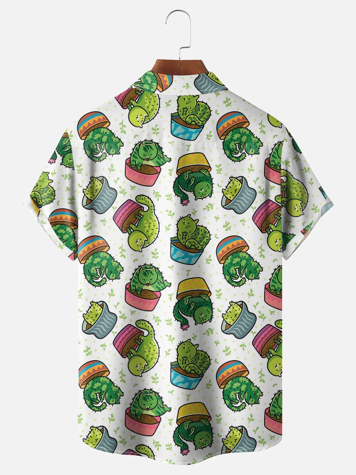 Moisture-Wicking Fun Cactus Cat Print Shirt