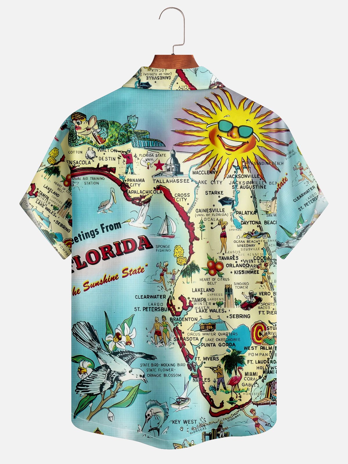 Hardaddy Moisture-wicking Vacation Map Chest Pocket Hawaiian Shirt