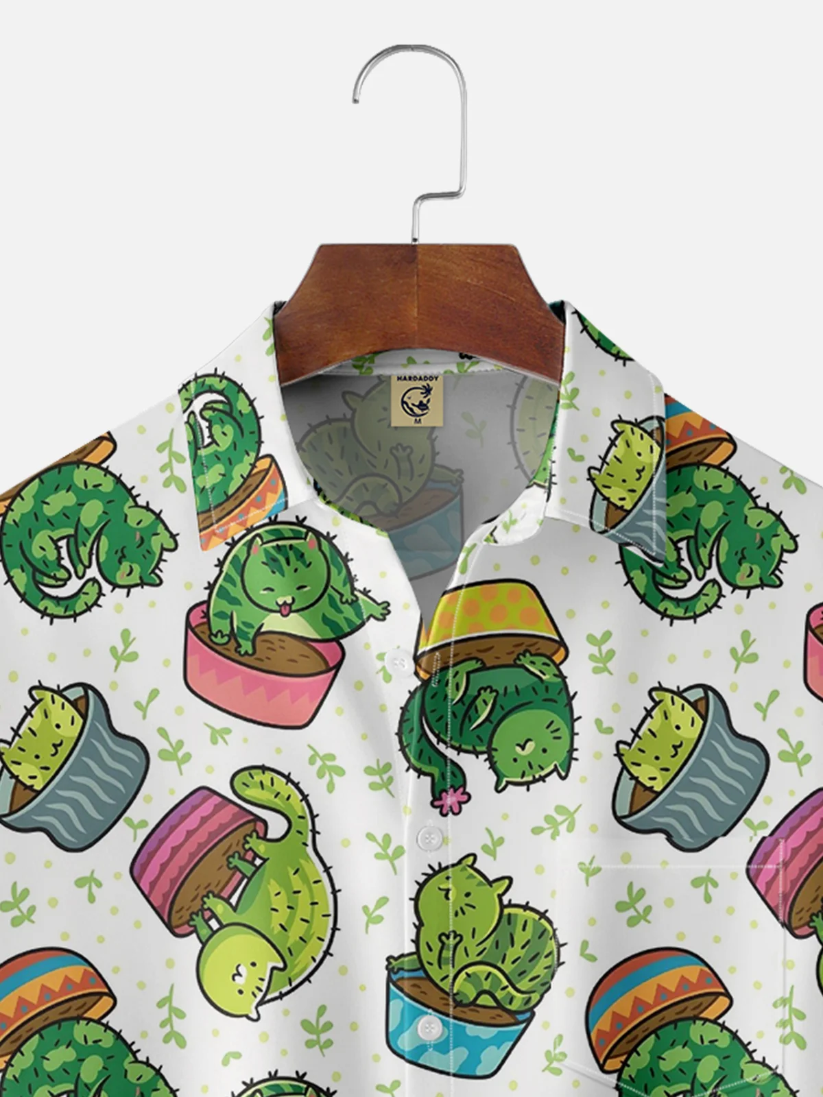 Moisture-Wicking Fun Cactus Cat Print Shirt