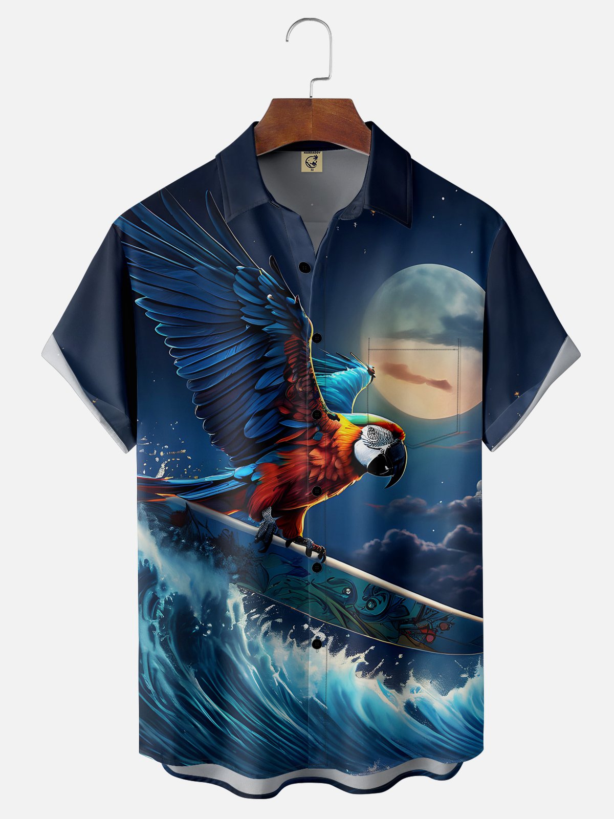 Hardaddy Moisture-wicking Tropical Parrots Chest Pocket Hawaiian Shirt