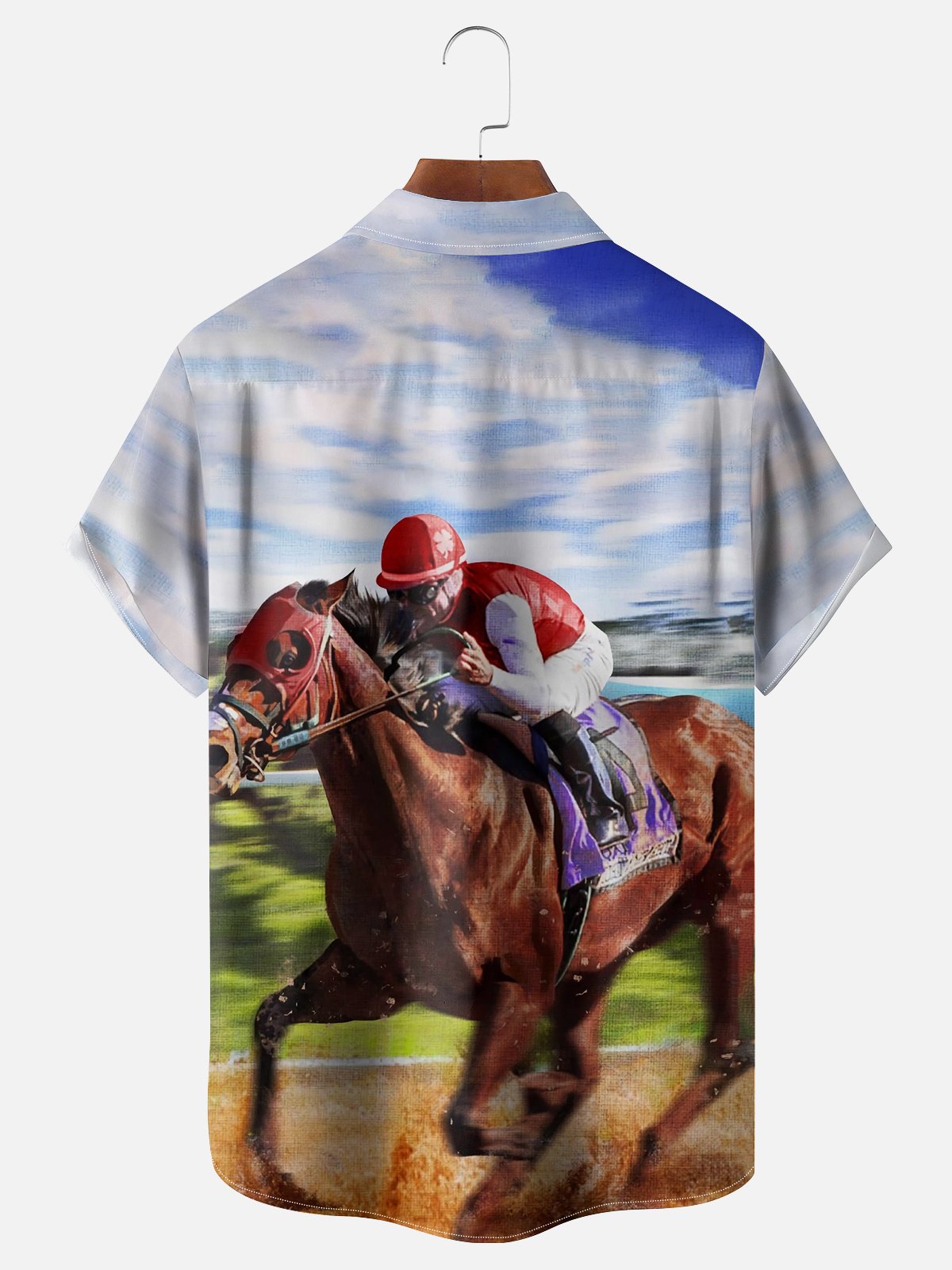 Moisture-Wicking Horse Racing Print Shirt