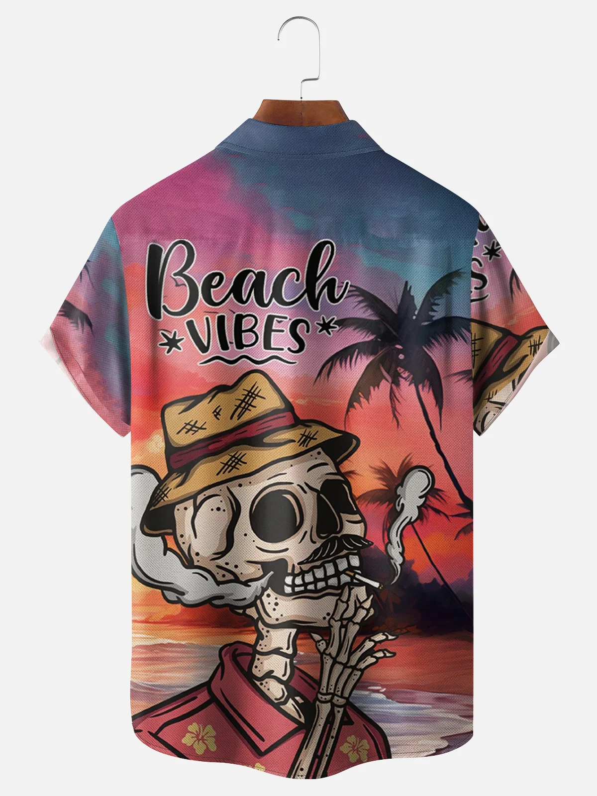 Moisture-Wicking Hawaiian Vacation Skull Print Shirt