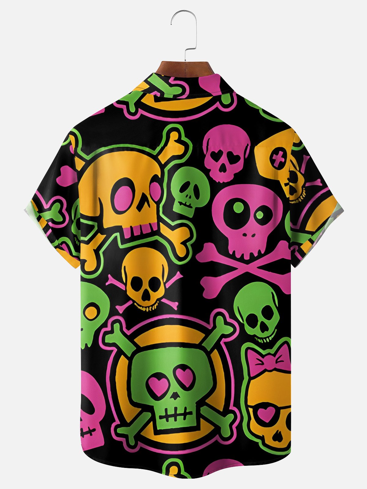 Hardaddy Moisture-wicking Skull Chest Pocket Hawaiian Shirt