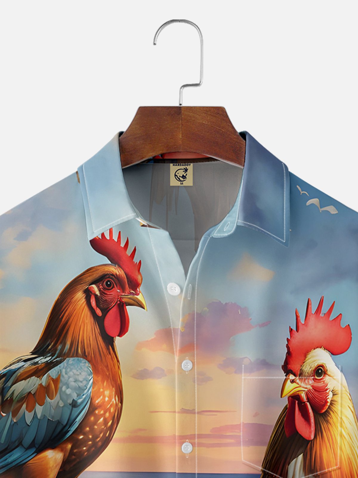 Hardaddy Moisture-wicking Rooster Chest Pocket Hawaiian Shirt
