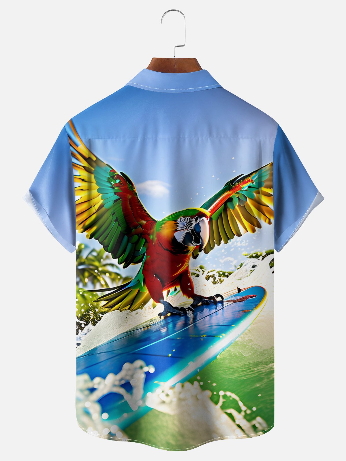 Moisture-wicking Tropical Parrots Chest Pocket Hawaiian Shirt