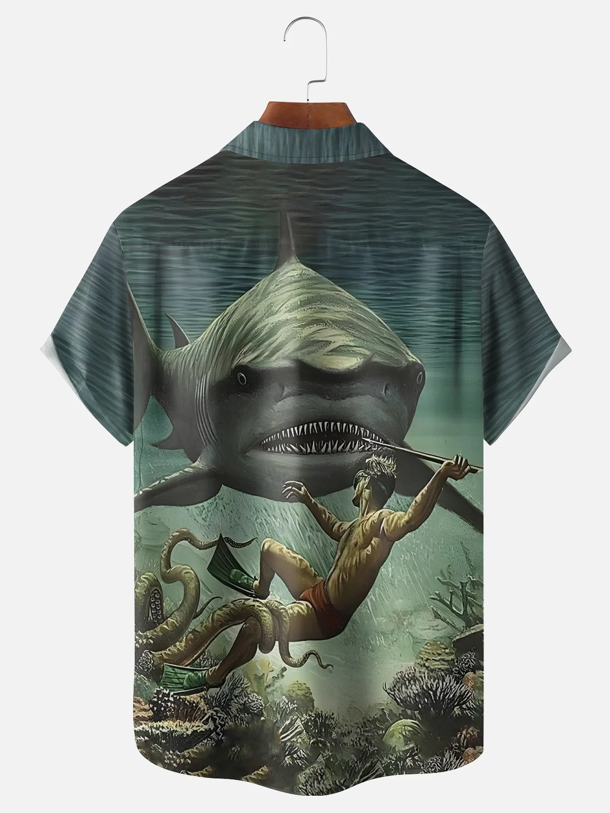 Moisture-Wicking Great White Shark Print Shirt