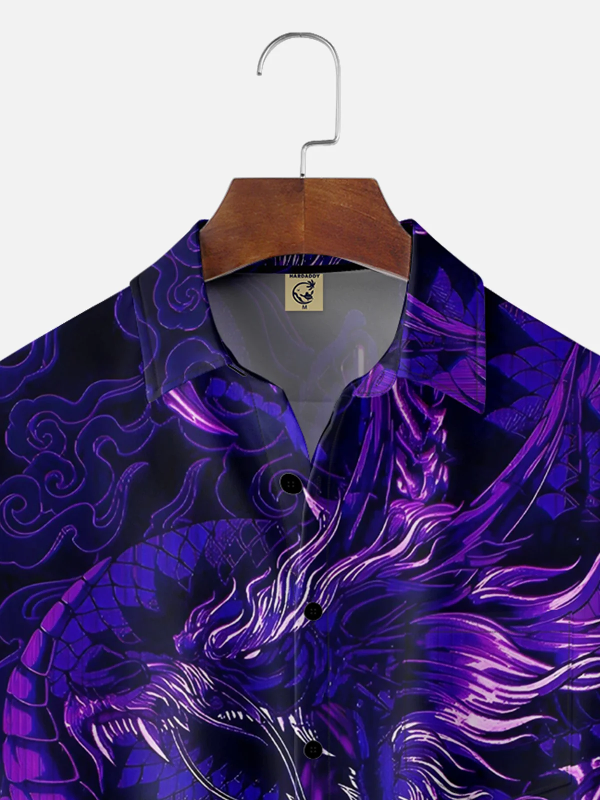 Moisture-wicking Gradient Color Abstract Dragon Chest Pocket Hawaiian Shirt