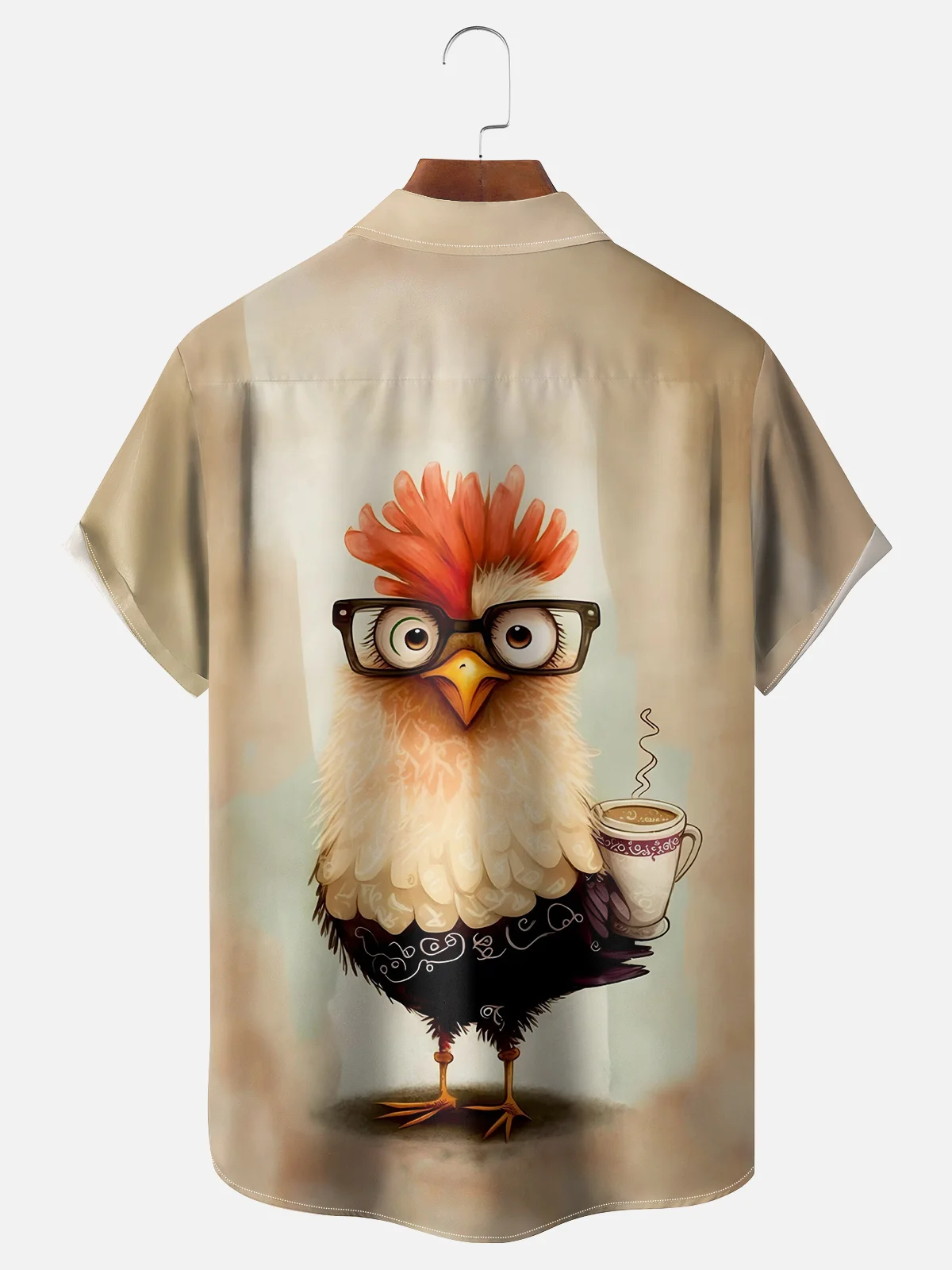 Moisture-Wicking Fun Coffee Chicken Hawaiian Shirt