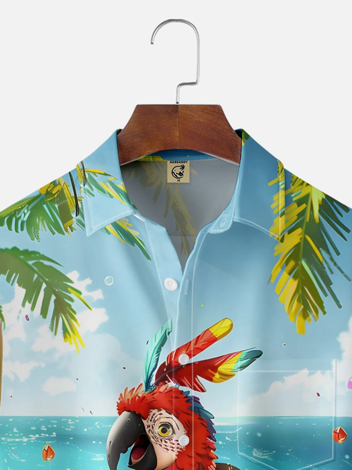 Moisture-Wicking Pirate Treasure Parrot Hawaiian Shirt