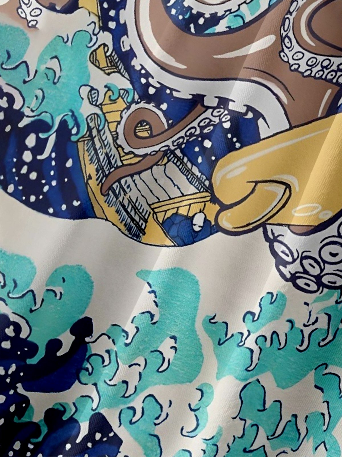 Moisture-Wicking Ukiyoe Wave Octopus Hawaiian Shirt