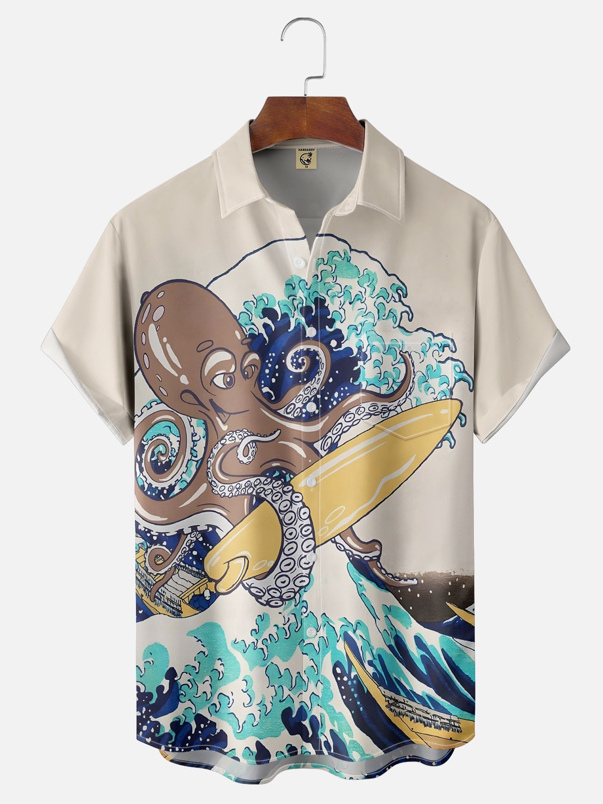 Moisture-Wicking Ukiyoe Wave Octopus Hawaiian Shirt