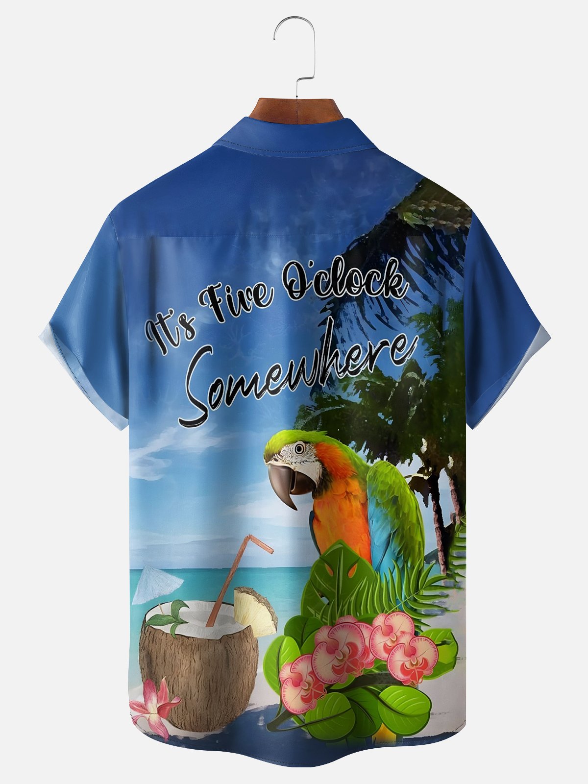 Moisture-Wicking Seaside Vacation Parrot Hawaiian Shirt