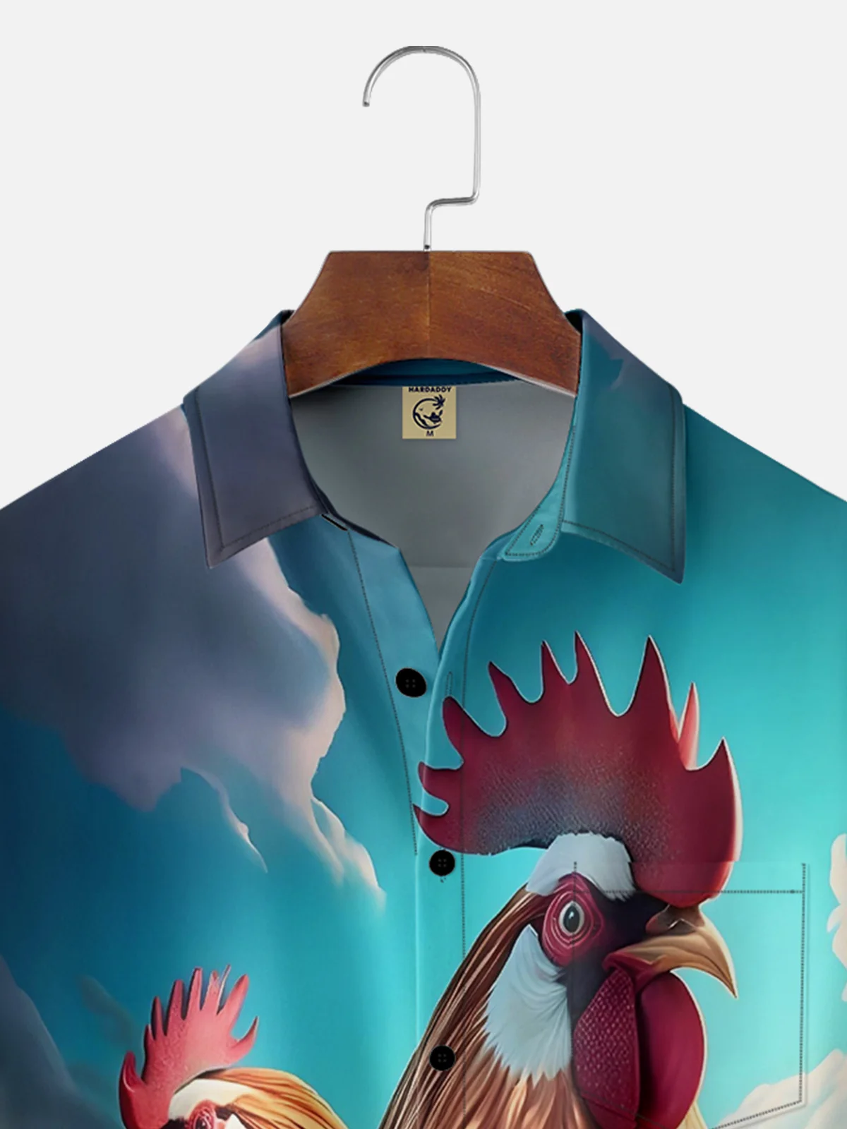 Moisture-wicking Ombre Beach Chicken Chest Pocket Hawaiian Shirt