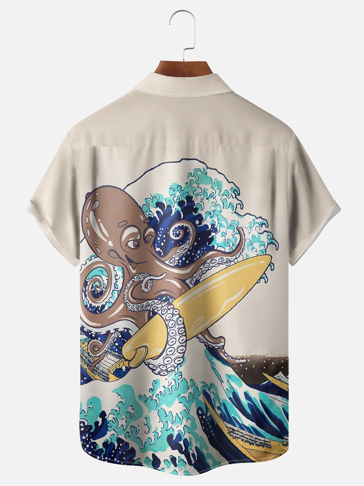 Moisture-Wicking Ukiyoe Wave Octopus Hawaiian Shirt