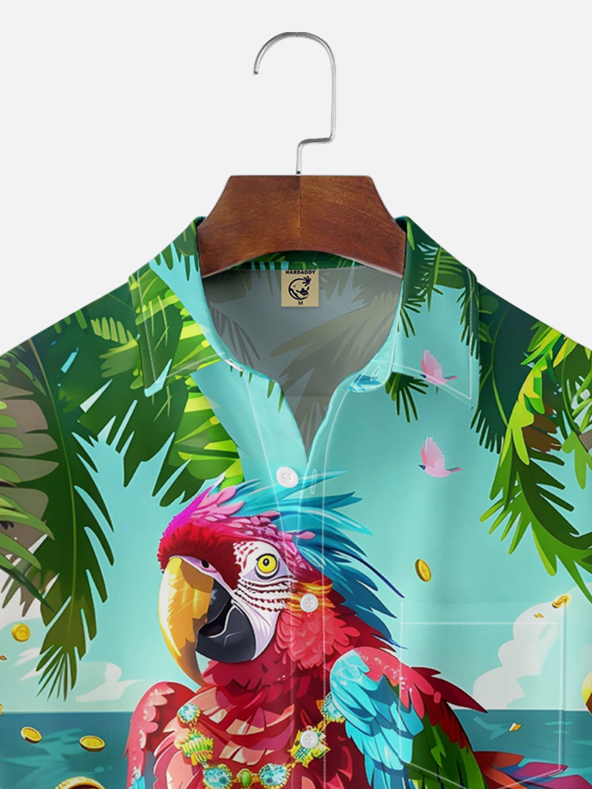 Moisture-Wicking Pirate Treasure Parrot Hawaiian Shirt