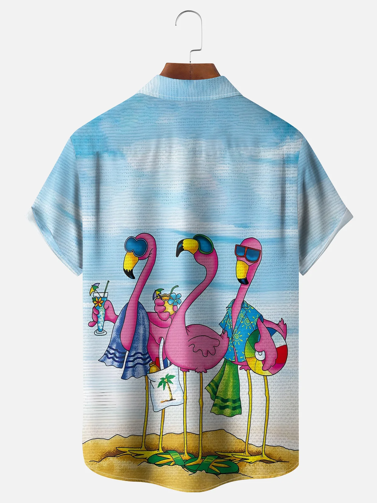 Moisture-Wicking Fun Vacation Flamingo Hawaiian Shirt