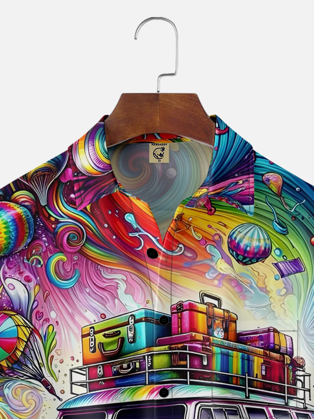 Moisture-wicking Hippie Love and Peace Car Chest Pocket Hawaiian Shirt