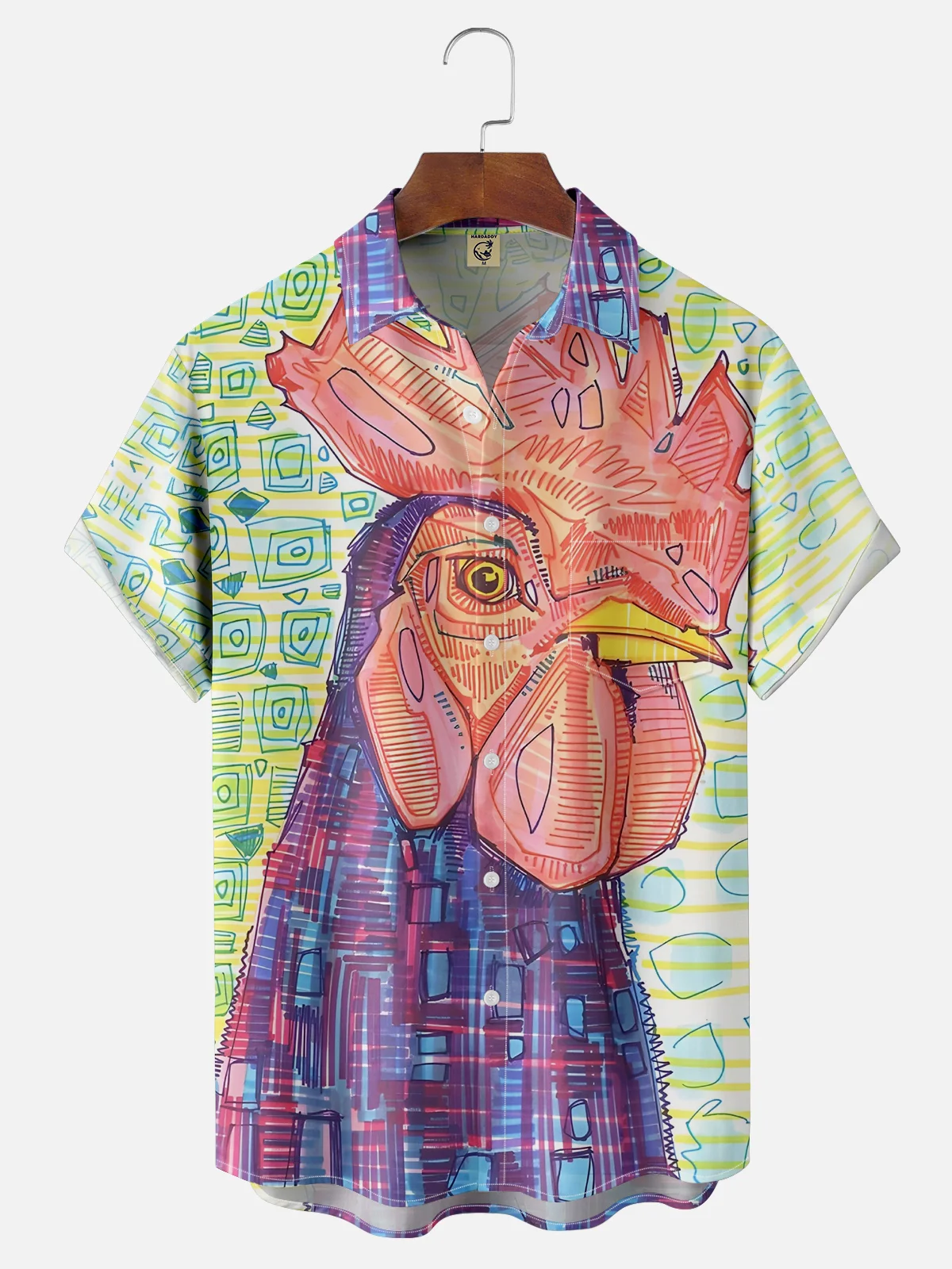 Moisture-wicking Rooster Chest Pocket Hawaiian Shirt