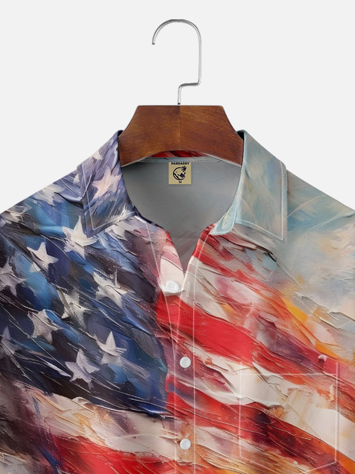 Moisture-wicking Flag Painting Chest Pocket Hawaiian Shirt