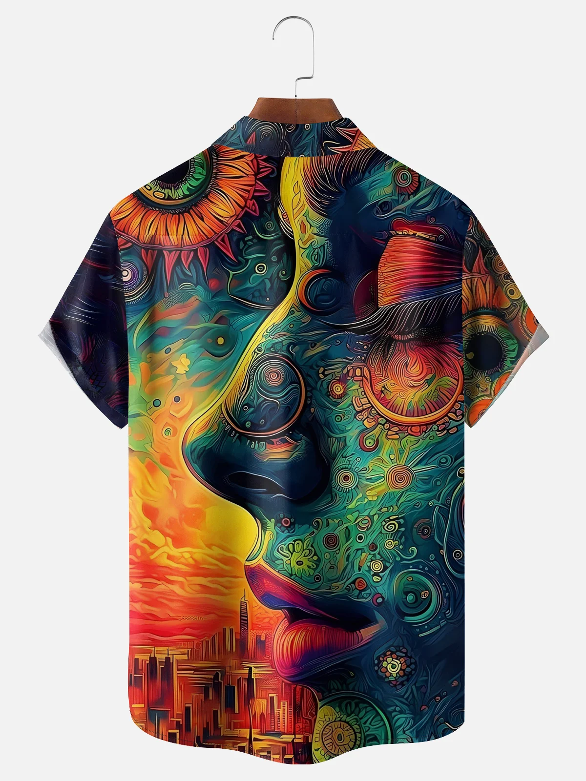 Moisture-wicking Abstract Painting Chest Pocket Hawaiian Shirt