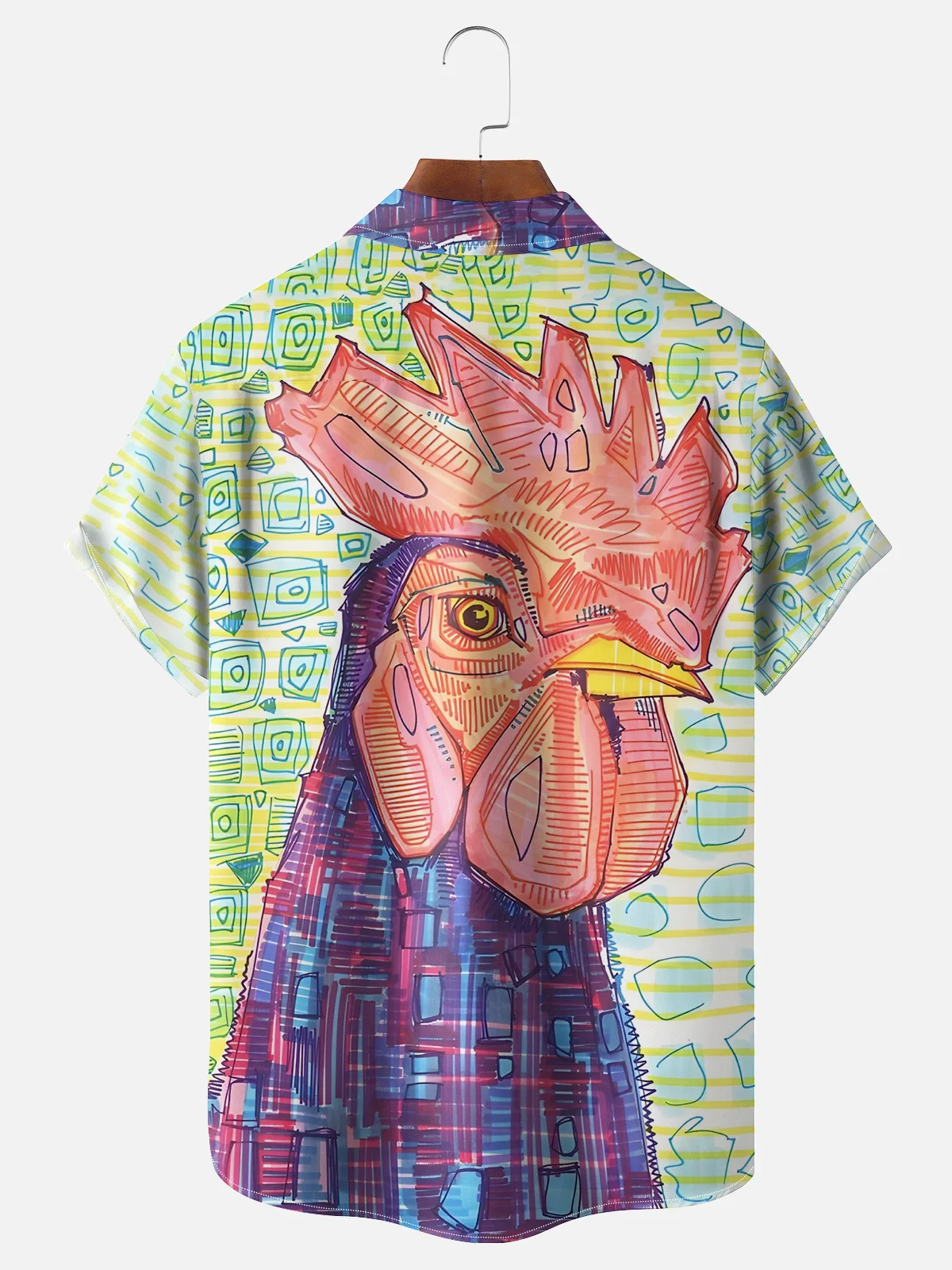 Moisture-wicking Rooster Chest Pocket Hawaiian Shirt