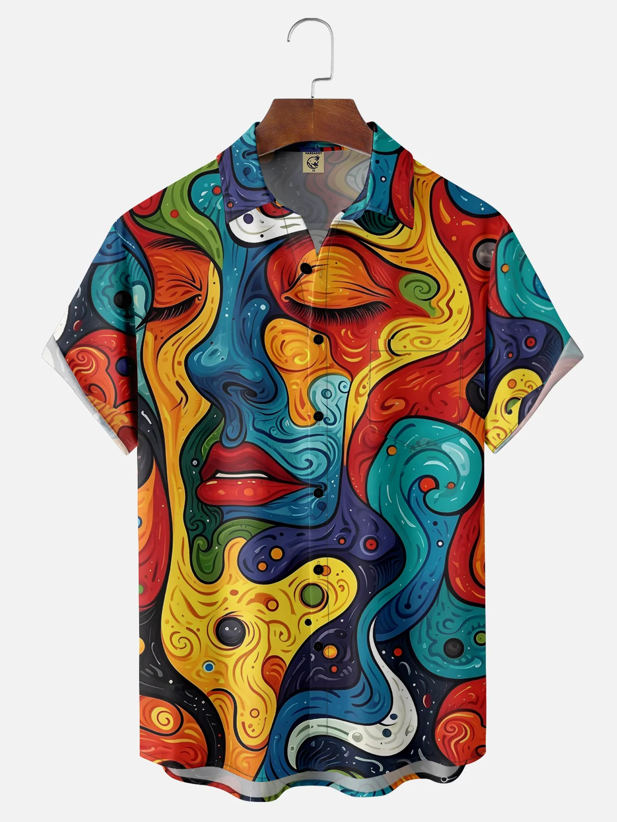 Moisture-wicking Abstract Art Chest Pocket Hawaiian Shirt