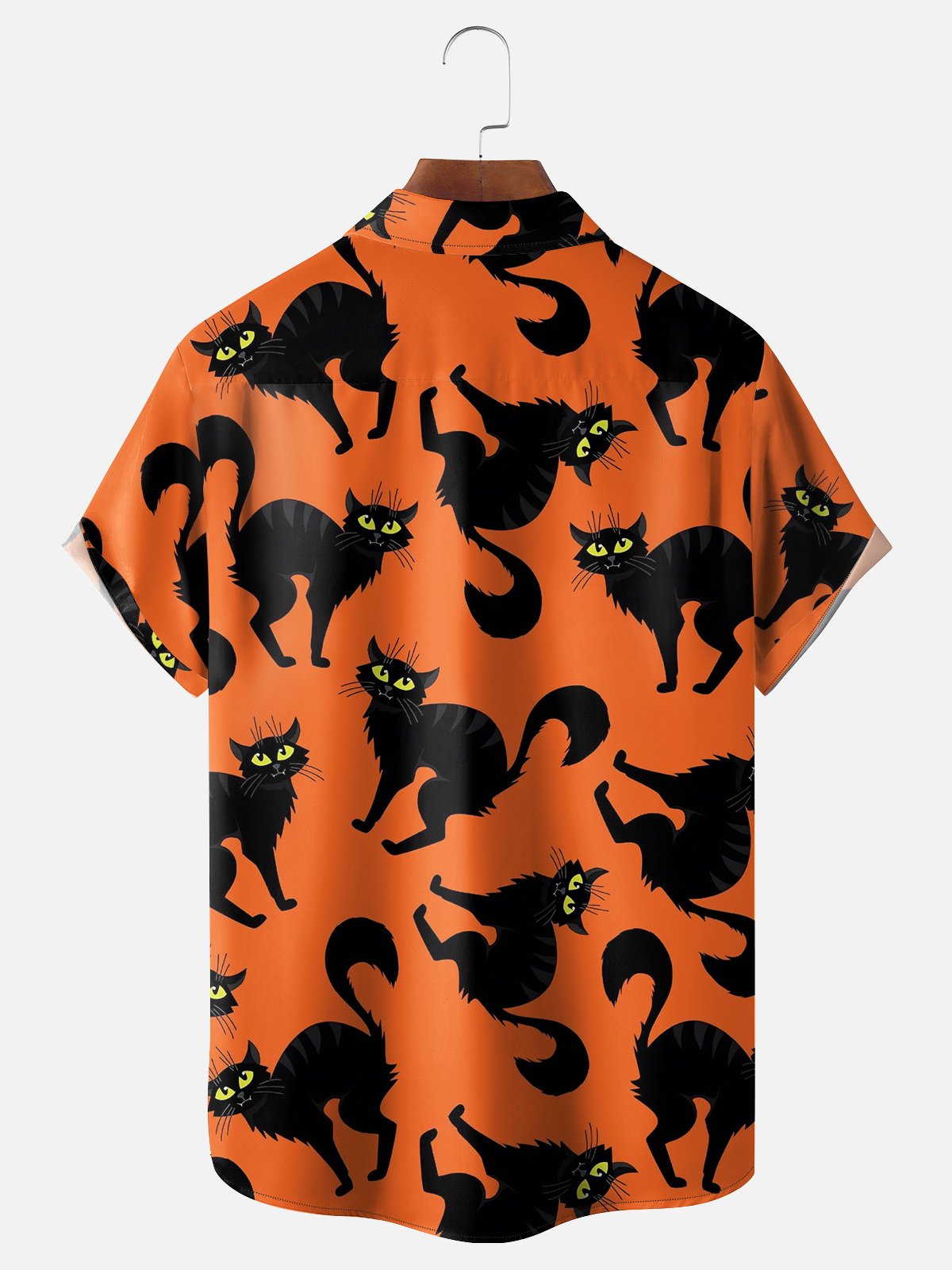 Moisture-wicking Cartoon Cat Chest Pocket Hawaiian Shirt