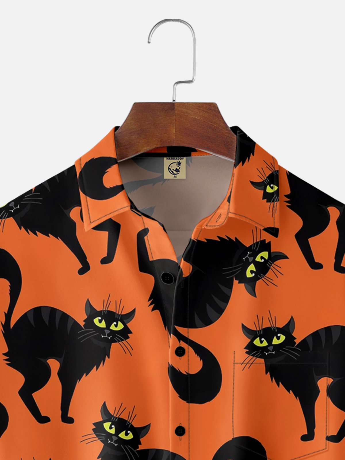 Moisture-wicking Cartoon Cat Chest Pocket Hawaiian Shirt