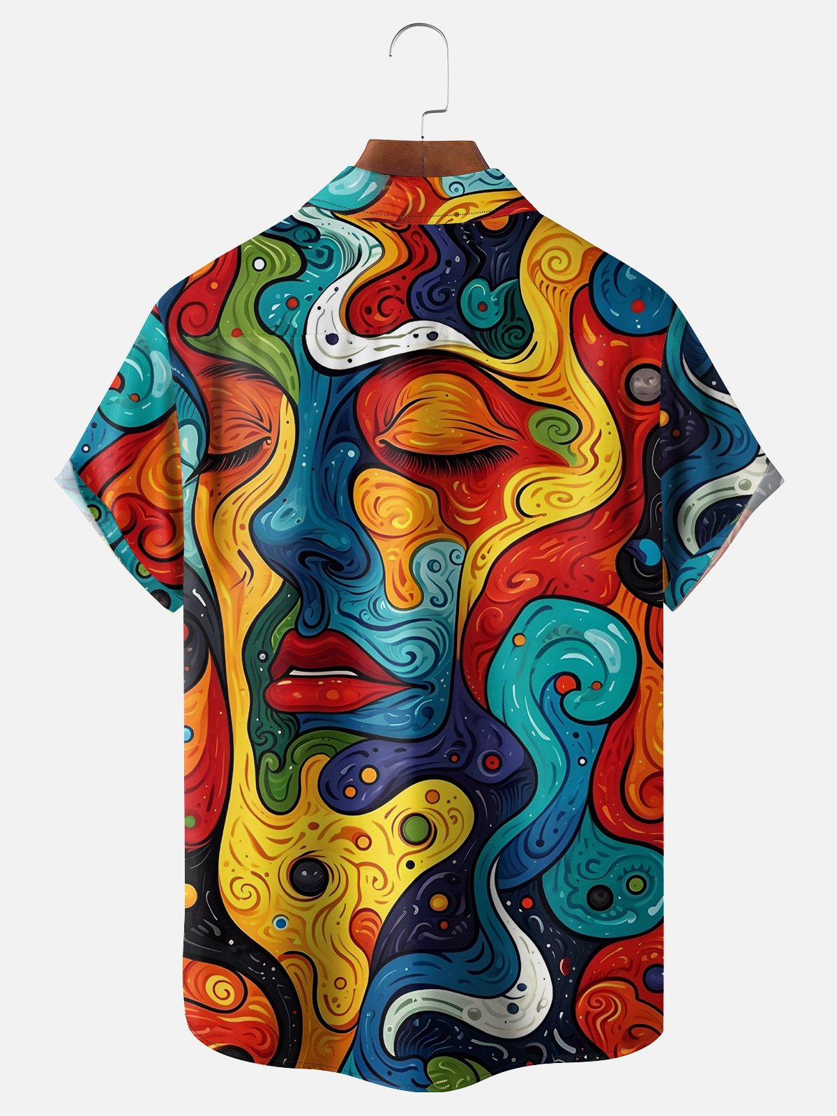 Moisture-wicking Abstract Art Chest Pocket Hawaiian Shirt