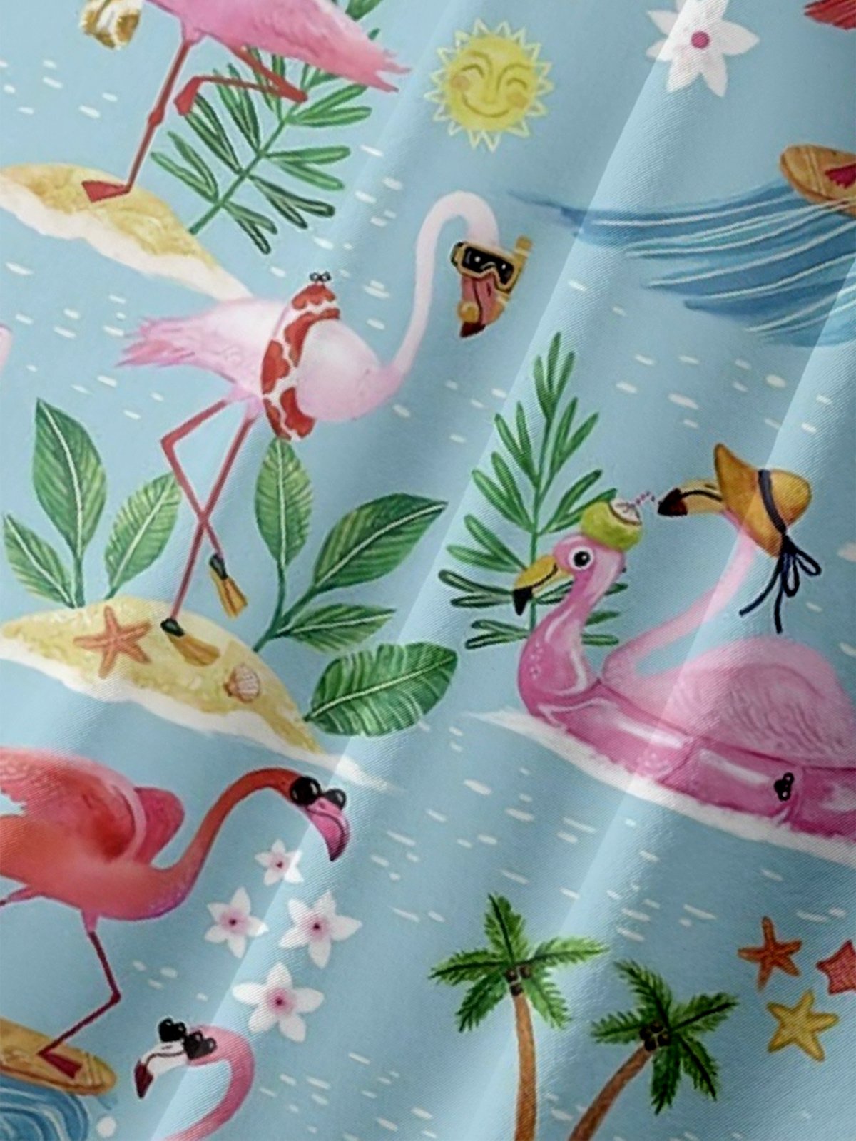 Moisture-wicking Flamingo Chest Pocket Hawaiian Shirt